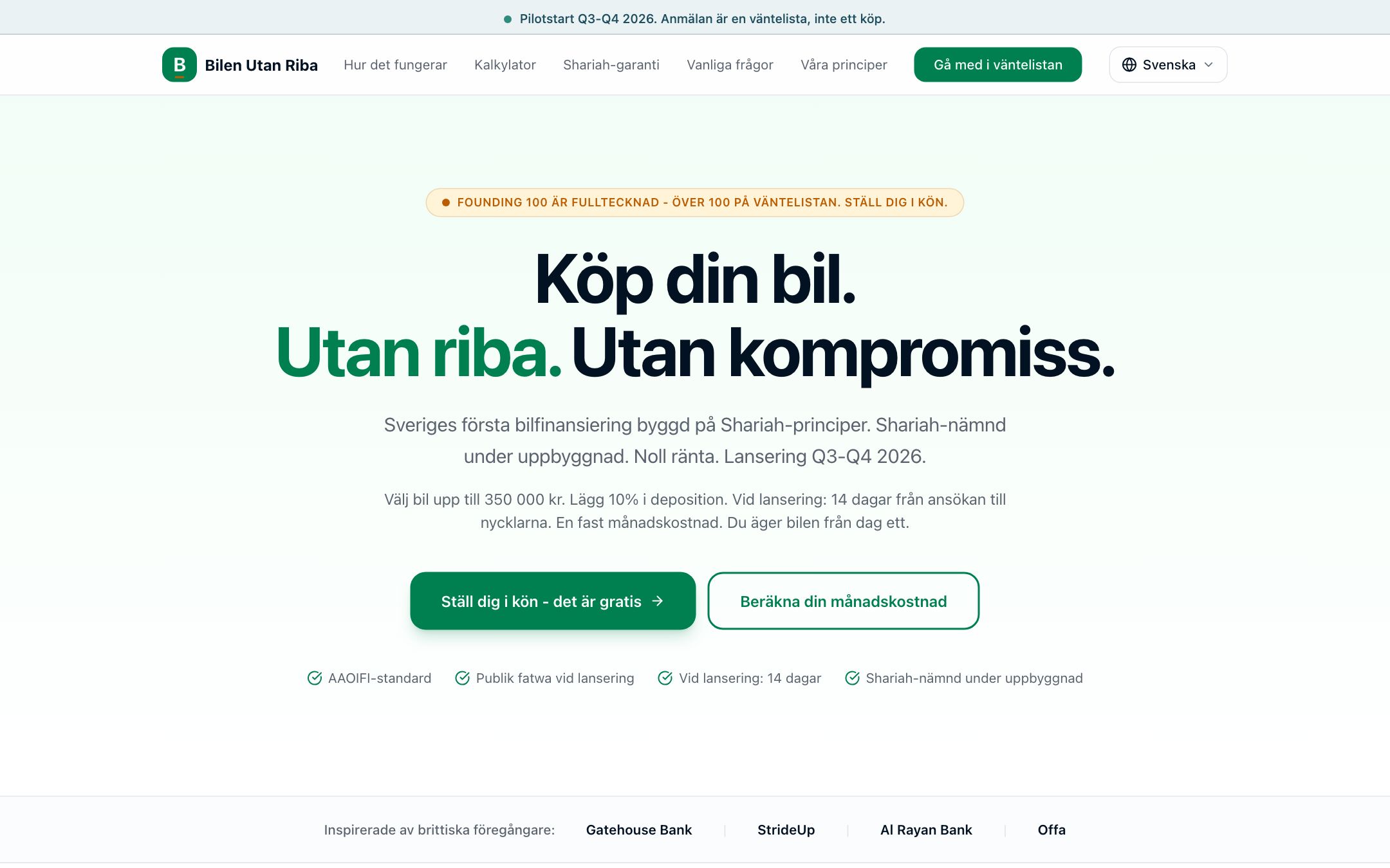 Bilen Utan Riba - webbplats