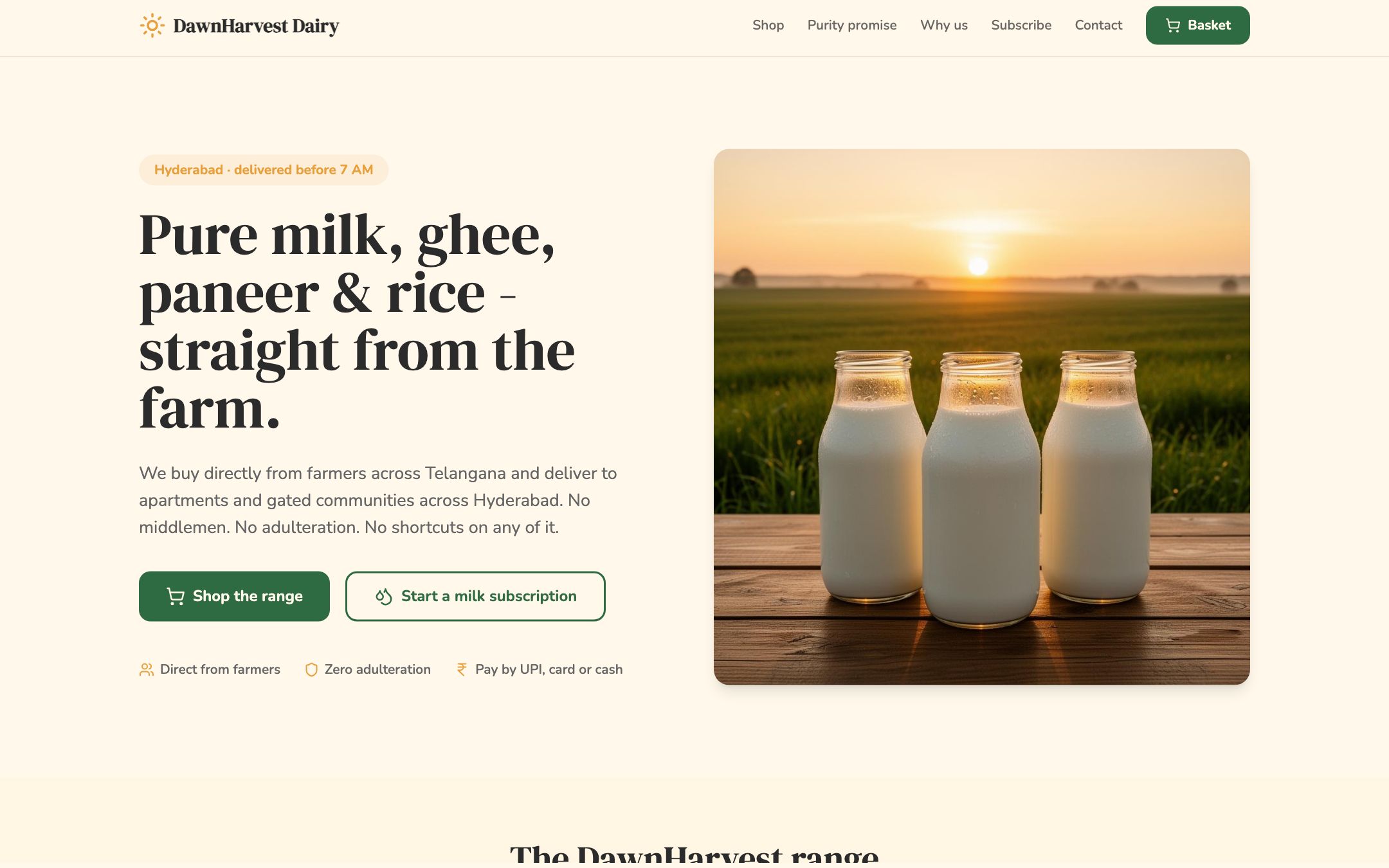 DawnHarvest Dairy - webbplats