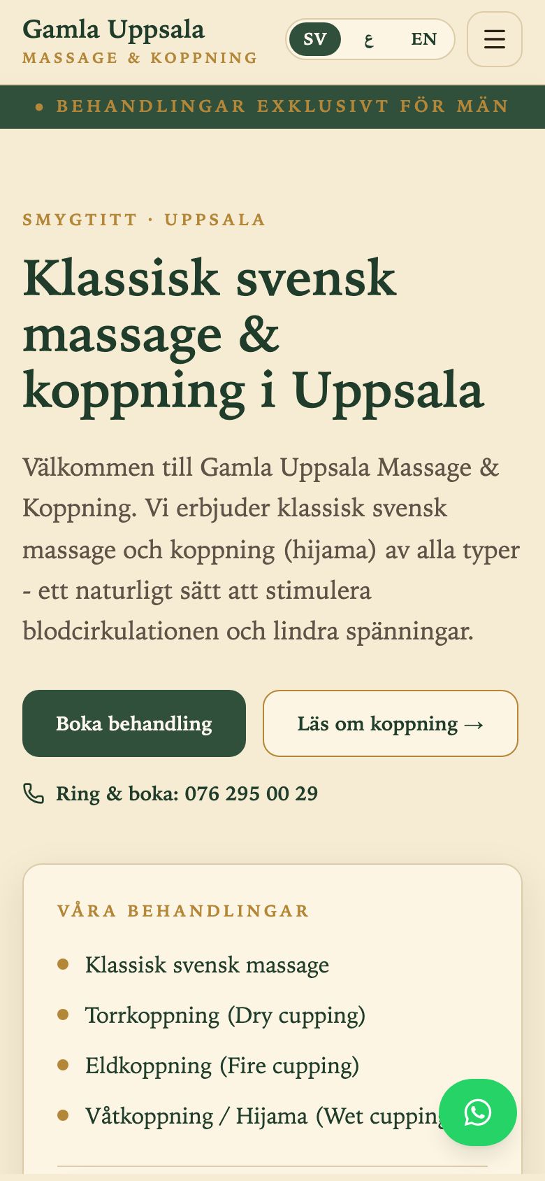 Gamla Uppsala Massage - mobil